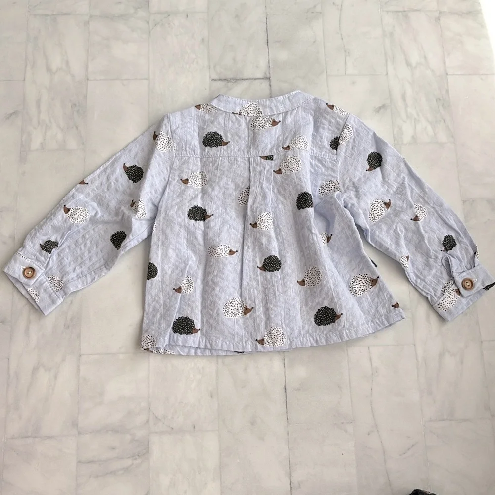 Babidu Blue & Black Hedgehog Print Shorts Set for Baby Boys